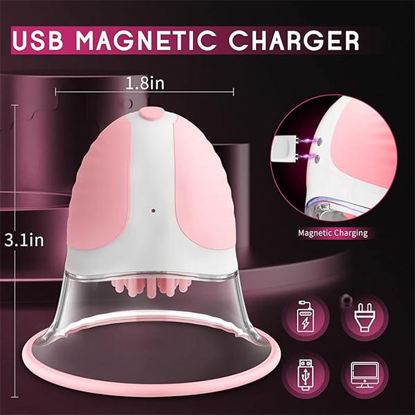 Nipple Sucker Strong Suction Stimulation Massager and 10 Vibrator Rotating Modes, Rechargeable Adult Toys for Fun Three Pairs of Massage Heads
