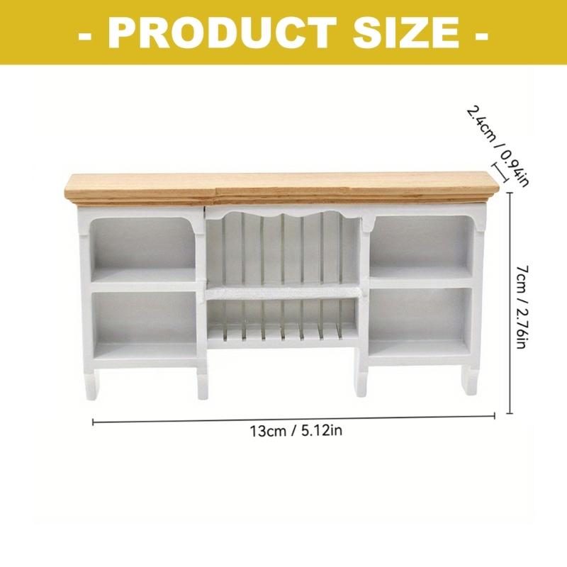 Wood Doll House Kitchen Wall Mount Cabinet Storage Shelf For Kids Toy Furniture Safe and Easy Assembly Scene Decoration