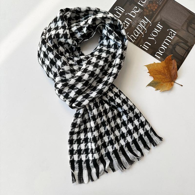 

Simple new classic black and white imitation cashmere scarf women s thickened thermal air conditioner neck protection shawl scarf 198cm