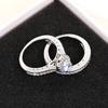 925 Sterling Silver 2pc Gorgeous Rings Set for Women Paved Brilliant Cubic Zirconia Wedding Engagement Bridal Jewelry