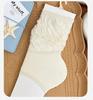 Ballet-style Stocking Cotton Summer Women's Thin Socks with Antibacterial Properties, Non-slippery, with Mesh Holes and Pleated Design.
