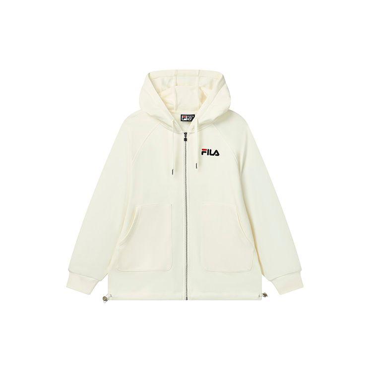 

FILA Solid Color Letter Logo Casual Loose Knit Hoodie Women outerwear Milk-Salt-White F51W238579F-IV XL