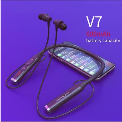 Kebidu V7 Neckband Bluetooth Headset LED Power Display Bluetooth TF Card FM Mode Switch MP3 Player Radio 2 In 1 Handfree HiFi Stereo Earphone