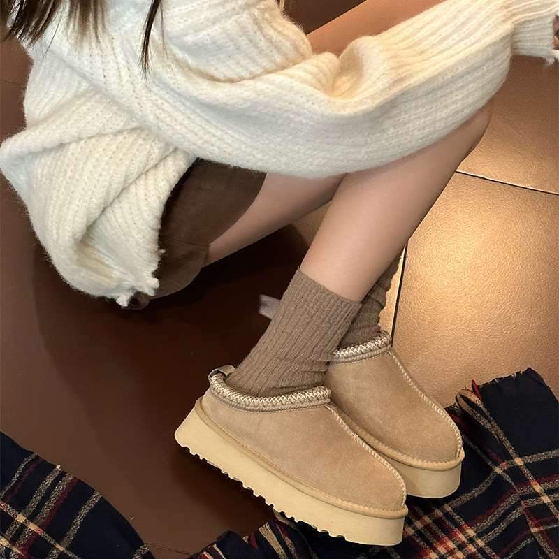 Sněhule dámské boty zimní sametové zateplené 2025 nové kožešinové integrované kožešinové boty taška kulatá hlava poloviční bačkory bavlněné boty