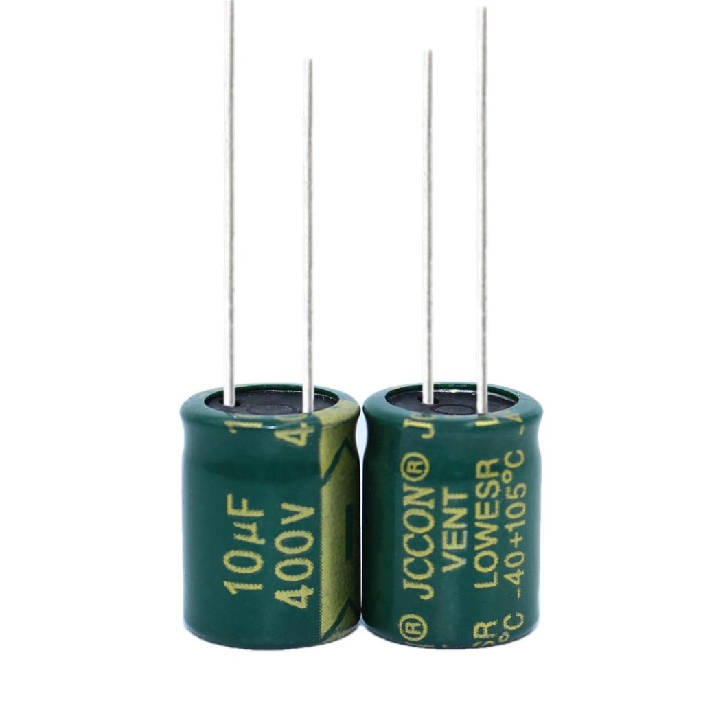 High-Frequency Low-ESR Capacitor, 400V 10uF, Green and Gold, Sizes: 8x12, 10x13, 10x17
