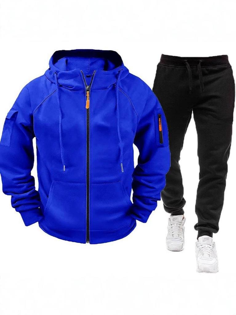 Men's Plus Size Casual Loose Zipper Hoodie Cardigan Sweatshirt Sports Set