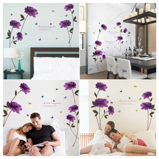 Flower Wall Decal Removable Peel And Stick PVC Stickers Colorful Rose/Morning Glory