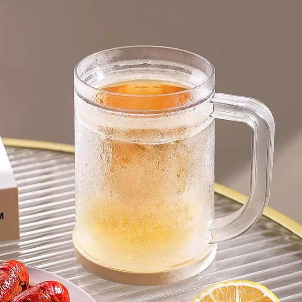 Verre à Bière Isolé à Double Paroi avec Noyau de Glace Intégré Grande Capacité Tasse à Boire Boissons Fraîches d'Été Bar Maison Fête Mug à Boisson