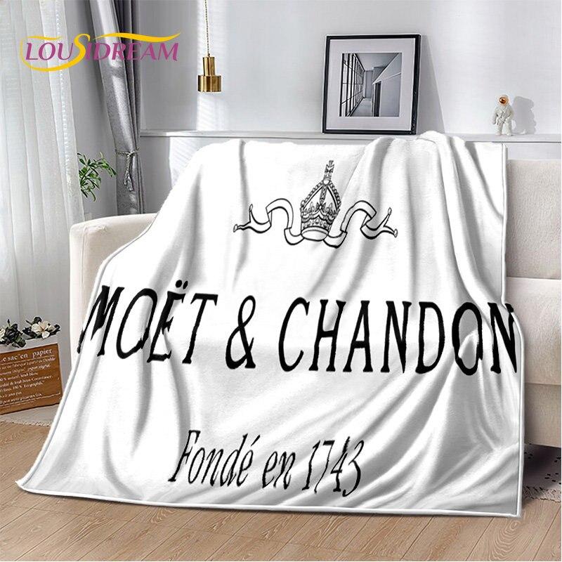 Champagner Moet &; Chandon-Decke, Flanelldecke, Überwurf, warme Decke für Zuhause, Wohnzimmer, Schlafzimmer, Betten, Sofa, Büro, Geschenke