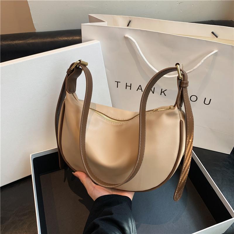 Soft Faux Leather Crescent Moon Bag for Women, Trendy 2026 Minimalist Shoulder Crossbody Purse, Korean Style Fashion Handbag