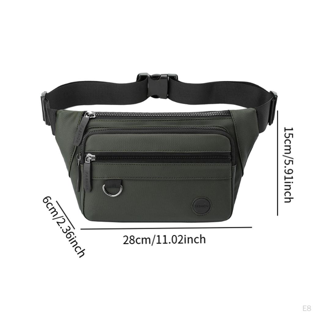 Fanny Pack Men Shoulder Bag Oxford Cloth Casual with Zippered Pockets Waist for
