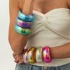 Irregular Geometric Laser Bracelets Transparent Chunky Bangles Unique Colorful Resin Bangles  Party