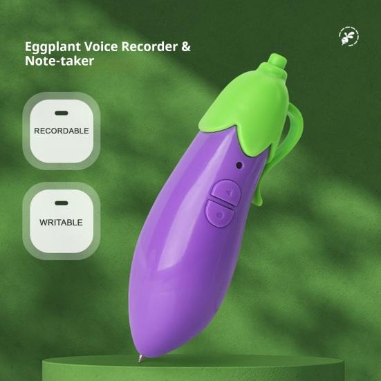 Jouet Stylo Enregistreur pour Enfants avec Lecture de 20 Secondes Enregistreur Mignon en Forme de Carotte/Maïs/Aubergine Stylo Bille Écriture pour Garçons Filles