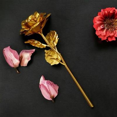 Rose Dorée pour Cadeau Fleur Artificielle pour Petite Amie Petit Ami Mari Femme Cadeaux Semaine de la Saint-Valentin Jour de la Rose (d'or)