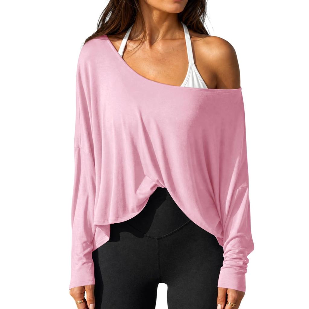 T-shirt da donna a maniche lunghe, casual, girocollo, colorata, per l'uso quotidiano