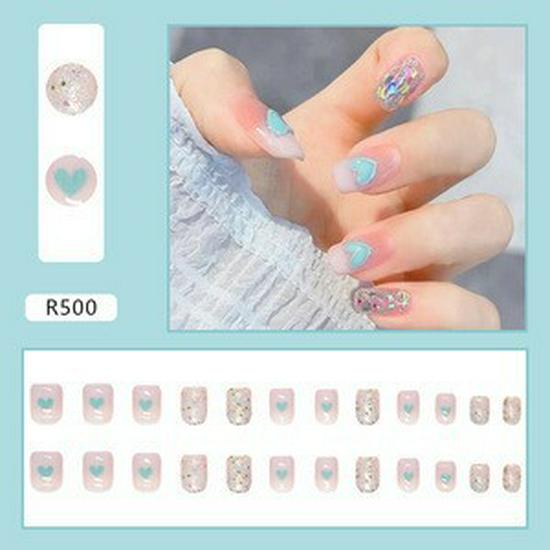 Douyin Trendy Blush False Nails: Pure, Sexy, and Removable Jelly Gel Nail Tips with Whitening Effect