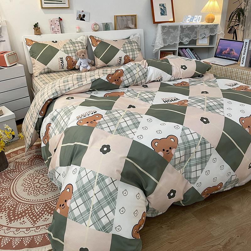 Small Fresh Four-piece Bed Sheet Set Quilt Cover Set Single Dormitory Three-piece Set Skin-friendly and Comfortable Bedding