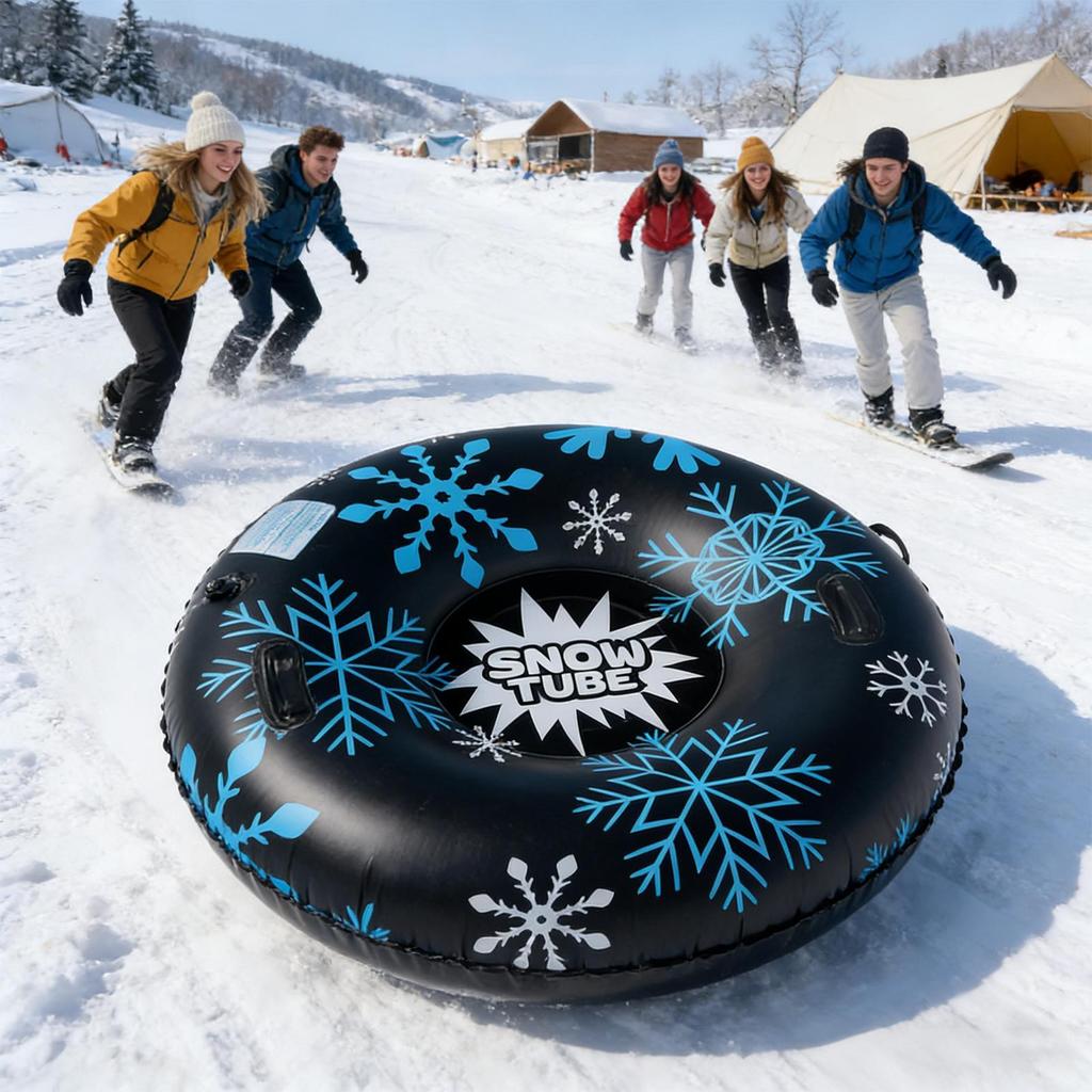 Inflatable Snow Tubes for Sledding Winter Sports Sled with Handles Fast Inflation Deflation Kids Adults Mountain Resort Holiday