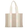 Chloe Woody Classic Logo Linen And Leather Tote Bag Women Tote Beige C23AS383L1738A