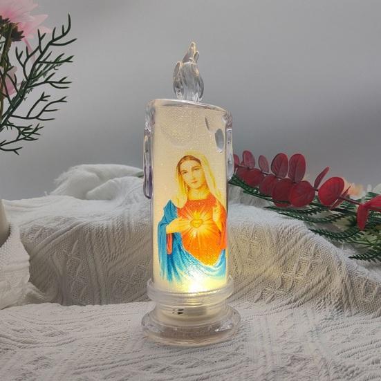 1/4Pcs LED Prayer Flameless Candle Holy Family Jesus Joseph Virgin Mary Battery Operated Devotional Prayer Candle Religious Decoration Christian Gift