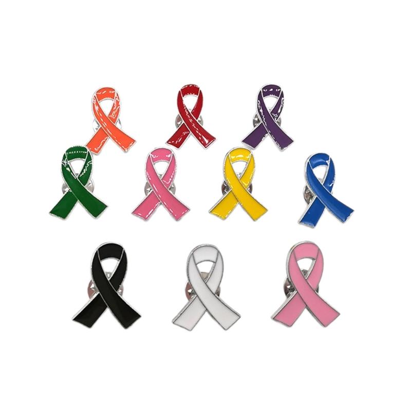 

10 Pcs Ribbon Brooch Enamel Pins Jewelry Breast Cancers Awareness Hope Lapel Pin Buttons Badges Clothing Accessories 1