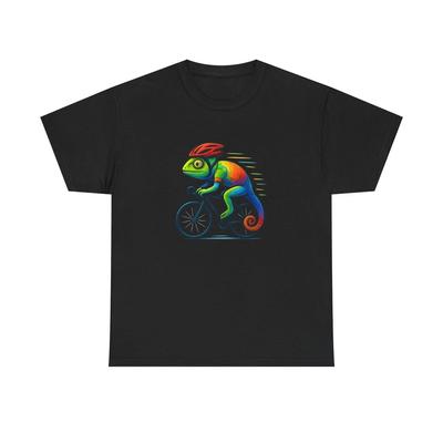 Unisex Erwachsenen T-Shirt Radfahren Chamäleon Bunte Fahrt