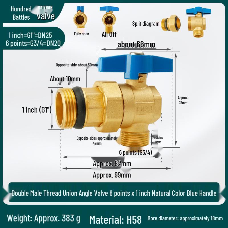 All-Copper Valve Manifold: Three-Way Union, Male/Female Thread Ball Valve for Underfloor Heating and Wall-Hung Boilers
