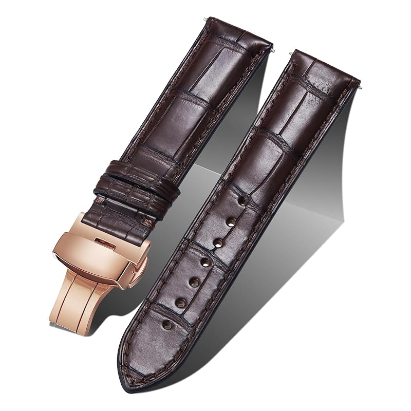 

[BINLUN] leather watch band crocodile leather pattern belt quick release replacement watch leather watch strap classic handmade genuine leather watch