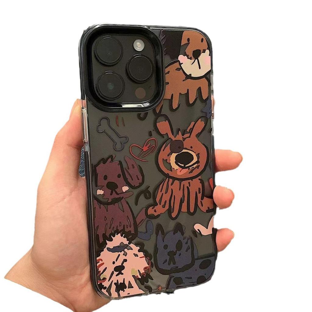 Japanese and Korean art graffiti dog application Apple 15ProMax mobile phone case 14 new 13Pro creative 12 soft transparent 7