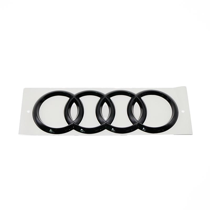 Gloss Black Car Front Hood 4Ring Logo Bonnet Grill Rear Trunk Emblem Sline For hot Q8 Badge Quattro Sticker Refitred Decoration