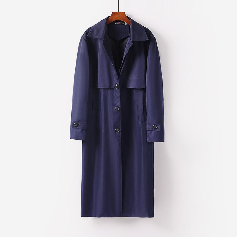 Men's Casual Long Trench Coat Spring Autumn Single Breasted British Vintage Windbreaker Coat