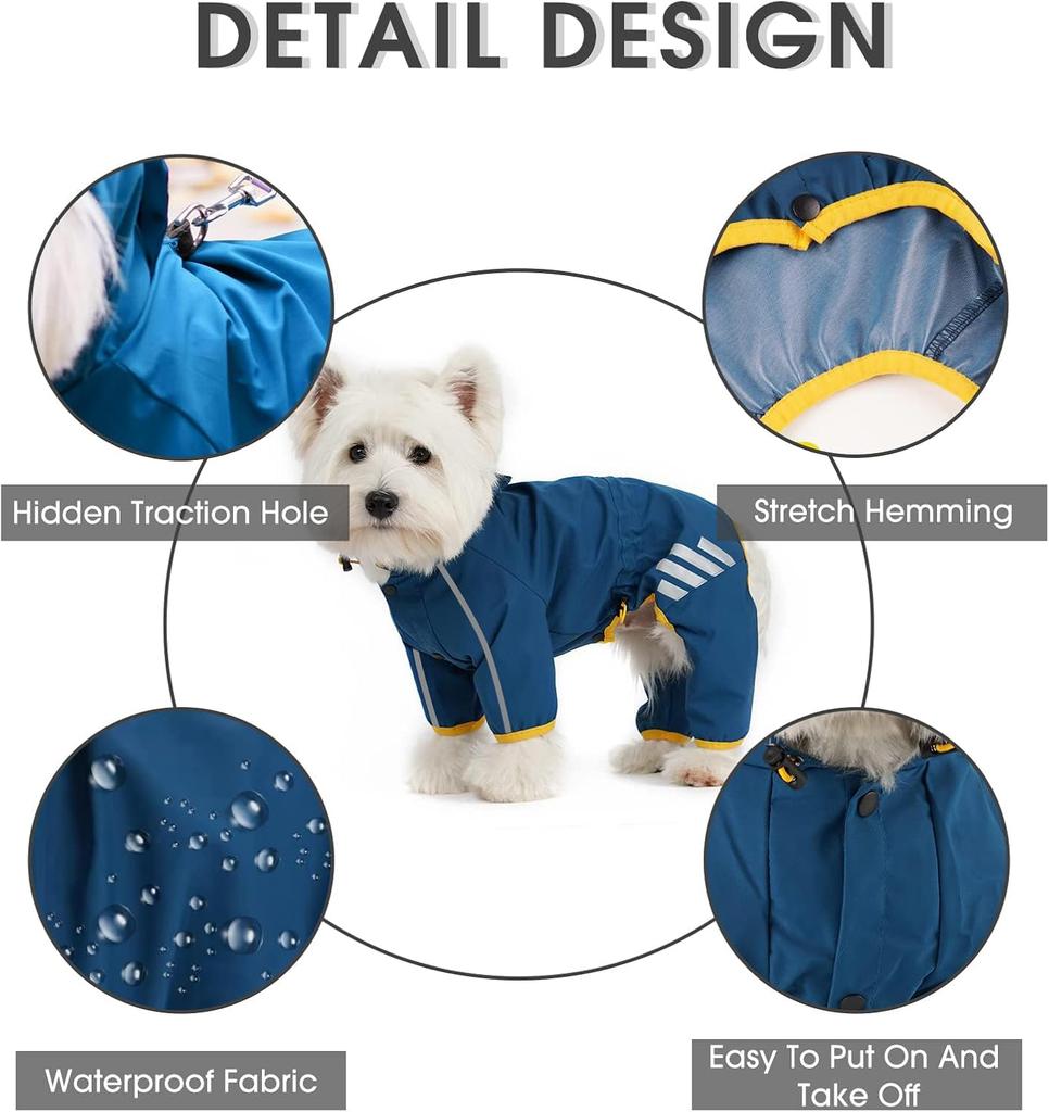 Dog Raincoat Reflective Waterproof Pet Clothes for Chihuahua Maltese Rain Coat Small Medium Dogs Jumpsuit Raincoat Dogs Overalls