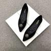 Green Pointed Toe Low Heel Elegant Shoes For Woman 2025 Black Moccasins Women's Summer Footwear Luxury Leather Casual Chic Point