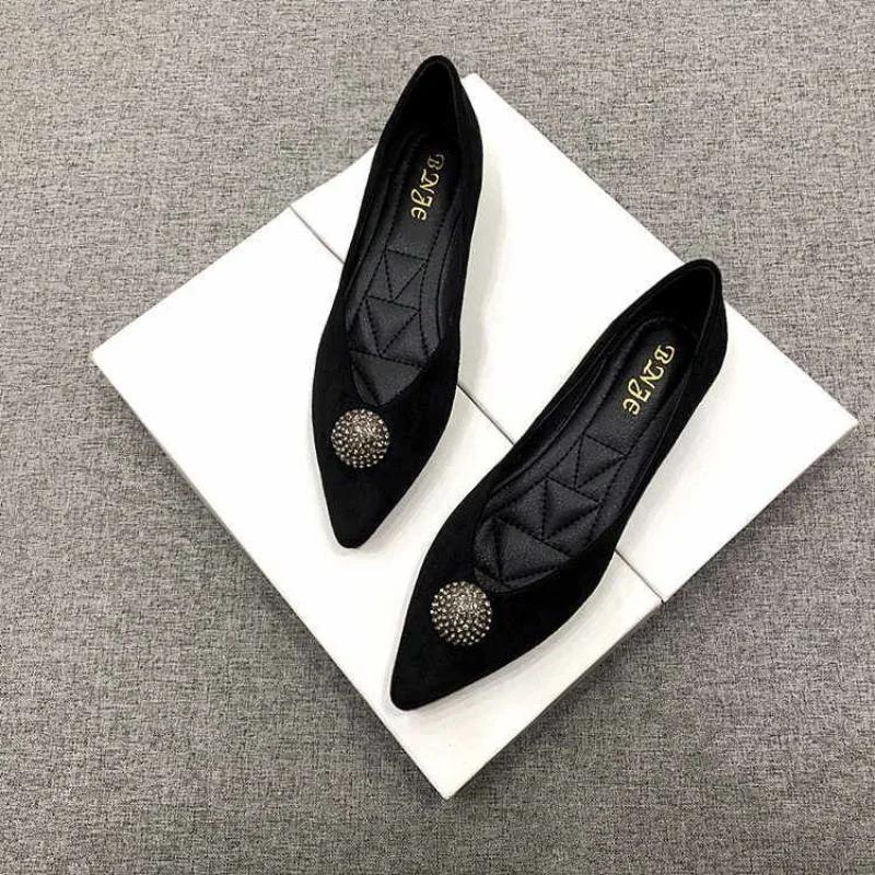 Green Pointed Toe Low Heel Elegant Shoes For Woman 2025 Black Moccasins Women's Summer Footwear Luxury Leather Casual Chic Point