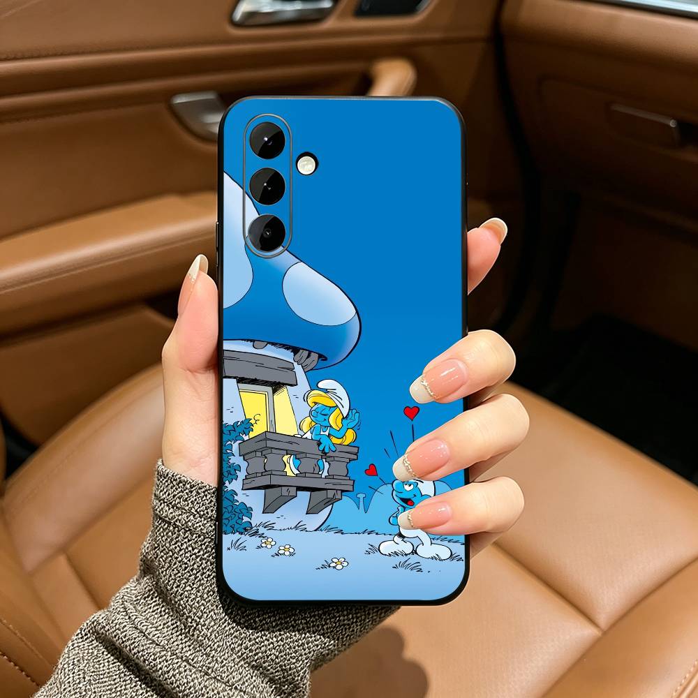 Classic Cartoons-The-S- Smurfs Phone Case For Samsung Galaxy A73,A71 A72,A70,A53,A52,A51,Soft Silicone Black Cover Samsung a714g