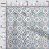 oneOone Cotton Flex Arctic Blue Fabric Floral & Tiles Moroccan Sewing Craft Projects Fabric Prints By Meter 40 Inch
