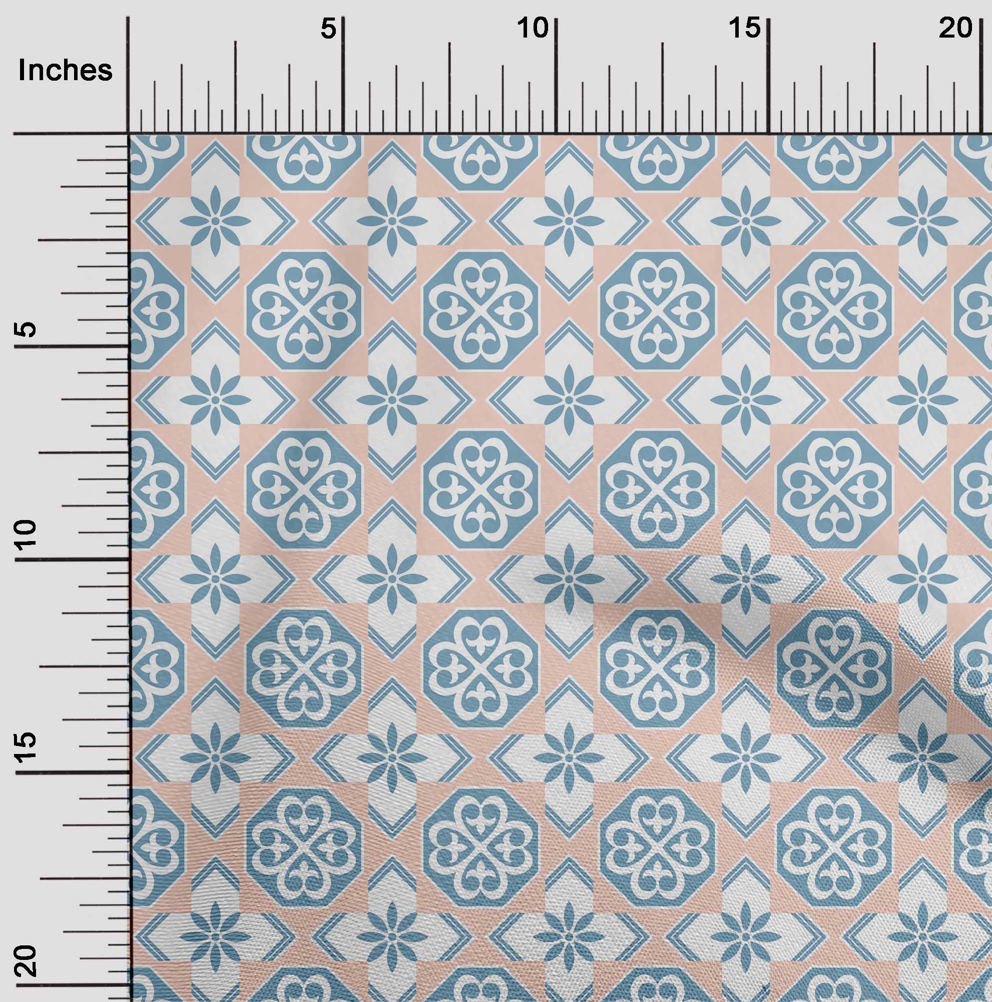 

oneOone Cotton Flex Arctic Blue Fabric Floral & Tiles Марокканське шиття Ремісничі проекти Принти на тканині на метр 40 дюймів 42 Inch Wide - Viscose Chiffon персиковий