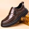 New autumn leather breathable casual shoes British style Velcro business non-slip leather shoes