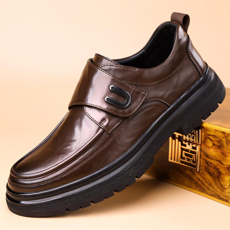 New autumn leather breathable casual shoes British style Velcro business non-slip leather shoes