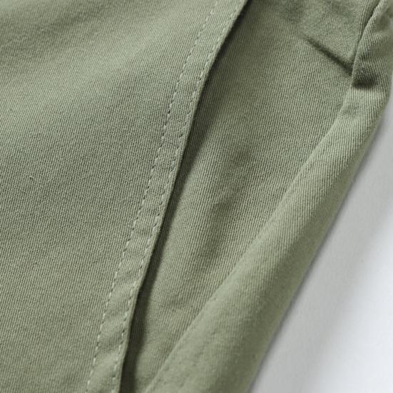 Men Cargo Shorts Mid-rise Button Zipper Fly Casual Shorts with Multi Pockets Solid Color Straight Wide Leg Summer Shorts
