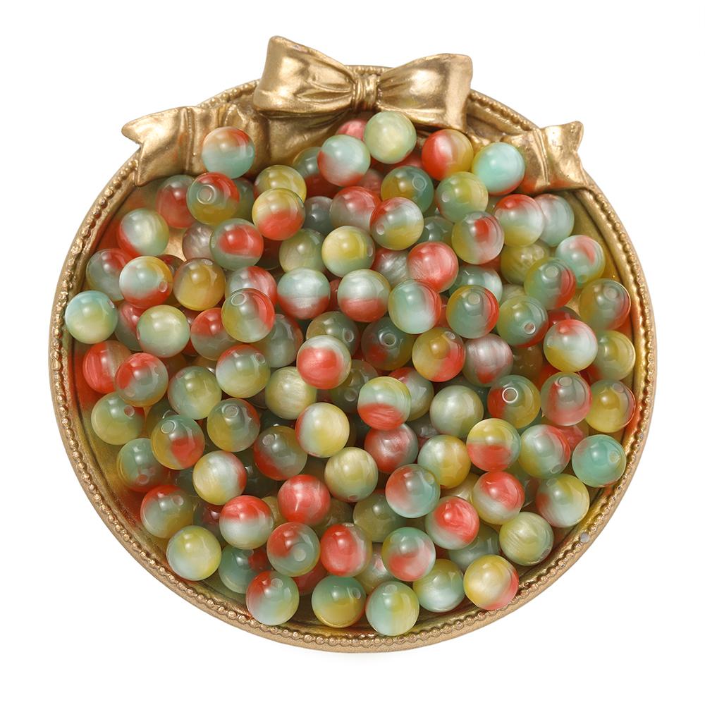 

10Pcs/lot Resin Cat Eye Round Beads Colorful Loose Spacer Bead for DIY Bracelet Necklace Jewelry Making Accessories 8mm