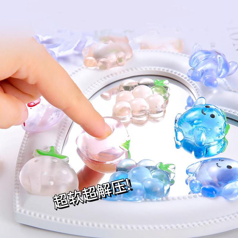 1-50Pc Kawai Cartoon Crystal Squeeze Small Fruit Anti-Stress Toy Fidgeting Stress Relief Toy Decorating Party Game Birthday Gift