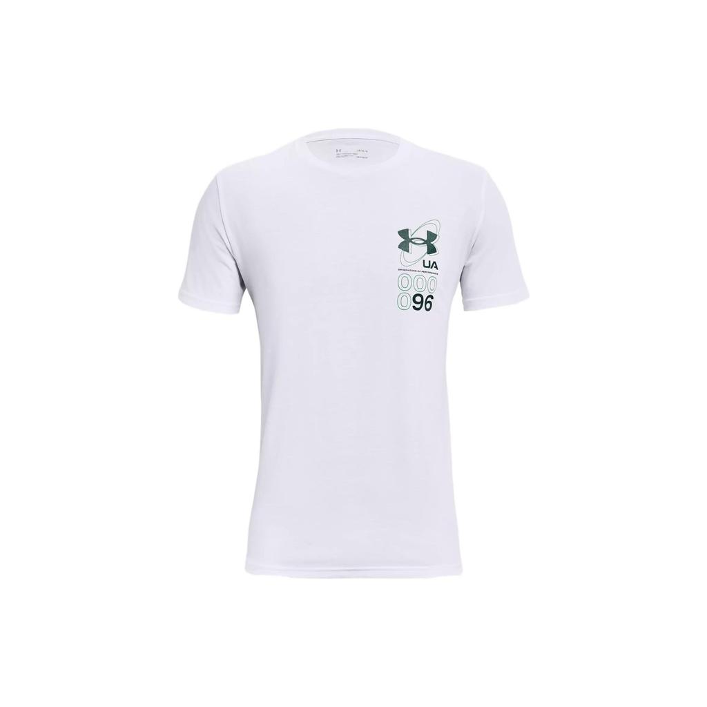 Under Armour Logo Print Solid Color Crew Neck T-Shirt Men Tops White 1361672-100