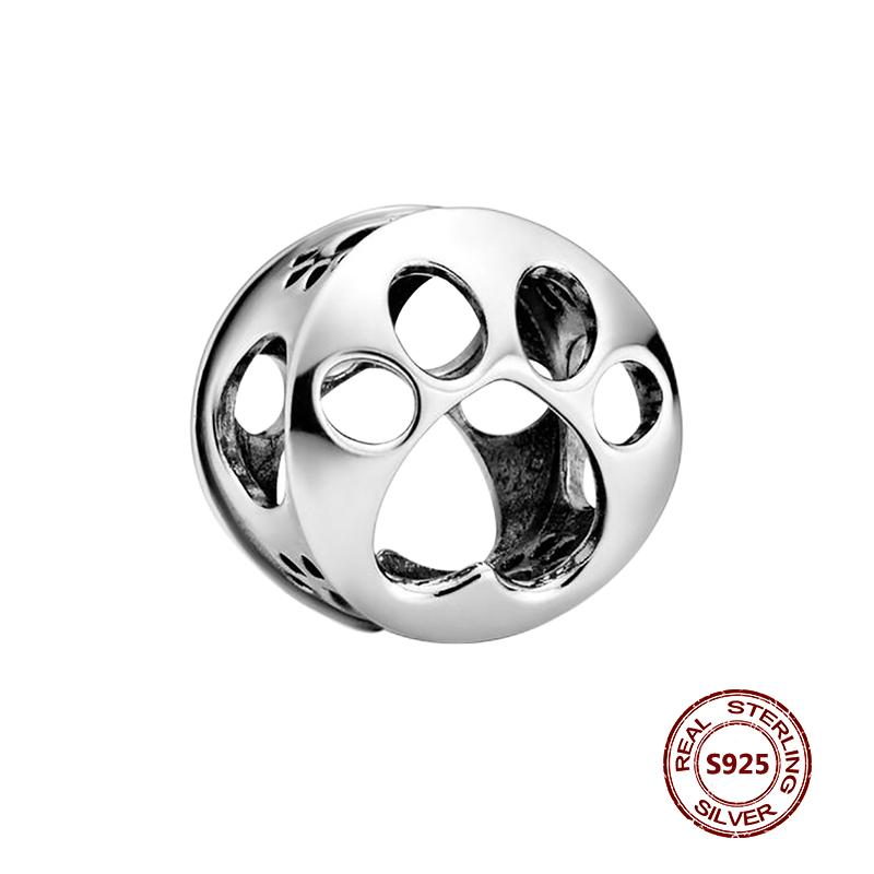 Cute Cat Dogs Charms Fit Fashion Original Bracelets Pet Paw 925 Silver Bulldog Schnauzer Akita Dog Beads DIY Jewelry Making
