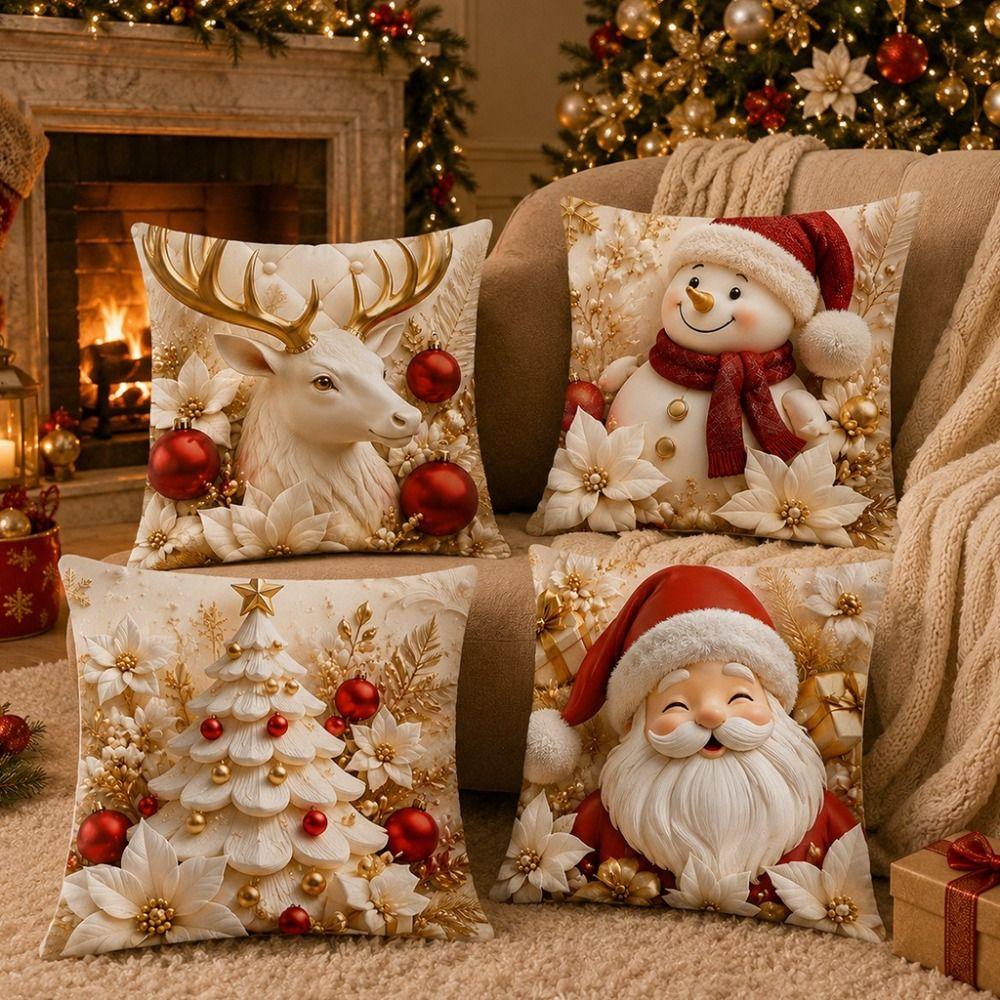 45x45cm Christmas Pillow Covers Washable Holiday Cushion Case For Friends