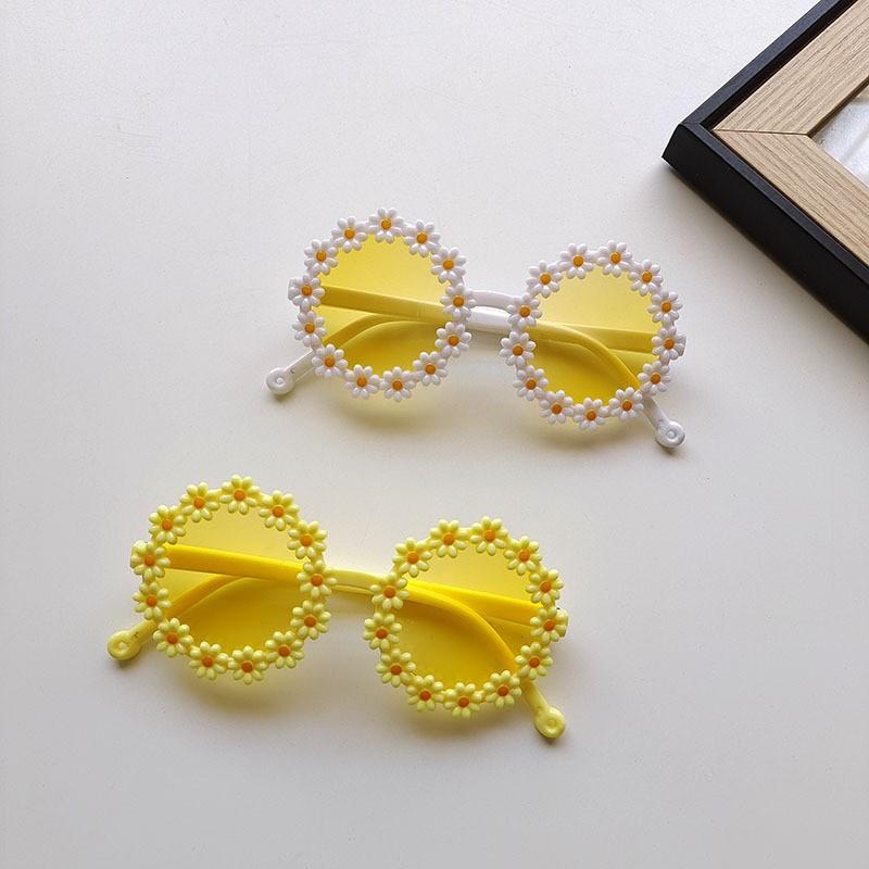 Personalized Candy Color Small Daisy Children'S Sunglasses Round Frame Cute Shape Beach Glasses