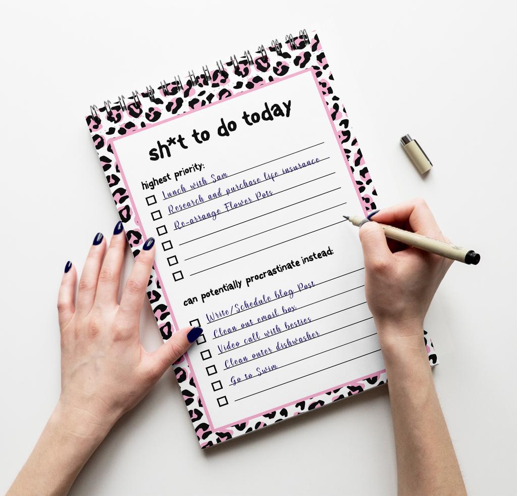 Inkdotpot Blocnotes Listă de Lucruri de Făcut – 6” X 9” Papetărie de Hârtie, Blocnotes cu Spirală cu Imprimeu Leopard, Blocnotes Checklist Zilnic, Detasabil(50 de foi)