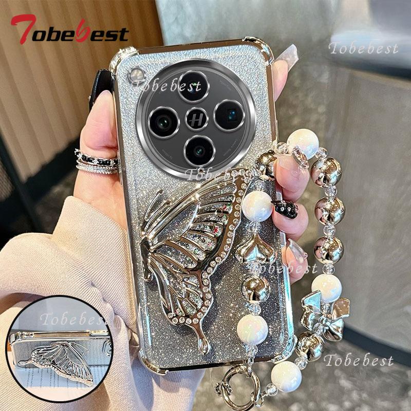 Glitter Shockproof Plating Quicksand Butterfly Bracelet Case  for OPPO Find X8 Pro X8S Plus X7 Ultra Silicone Cover