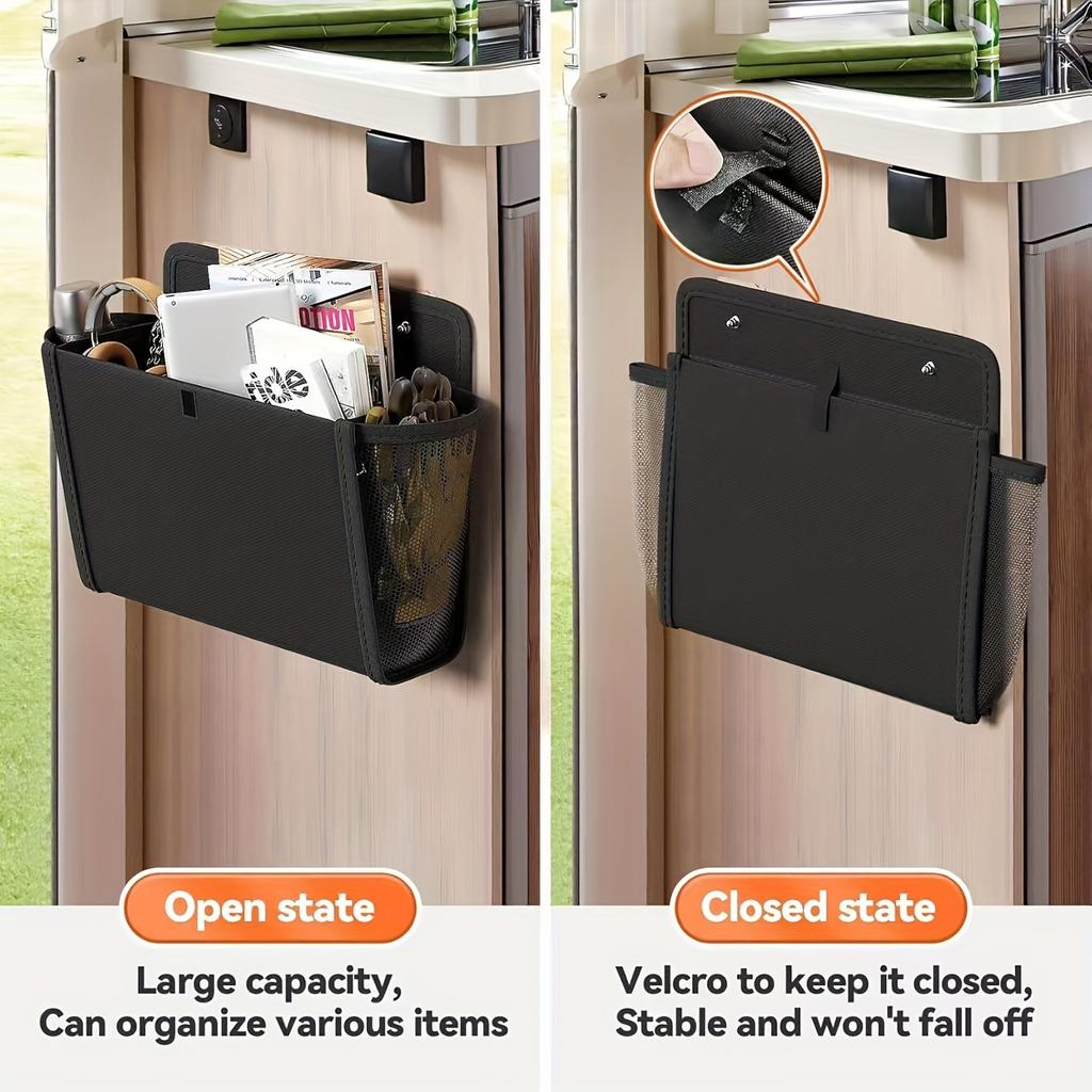 Wall-Mounted RV Storage Bag,Fabric Multi-Compartment Organizer with Mesh Pocket ,Side Pockets for RV,Office,Home Door  Organizer