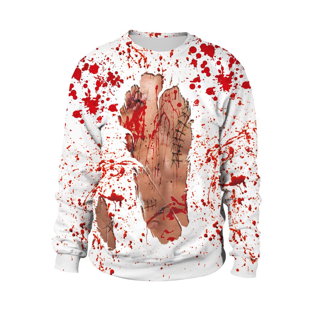 Hot-selling Halloween Series Digital Printing Loose Couple Long-sleeved Crew Neck Sweater